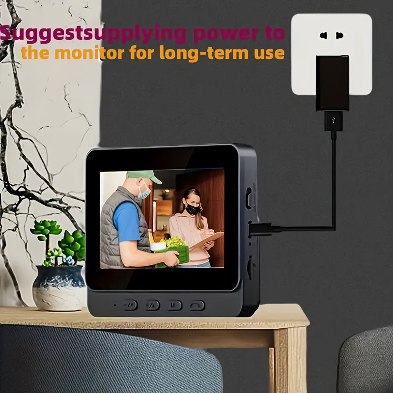 Video Doorbell with Intercom Camera 10.92cm Screen Infrared Night Vision Two-Way Audio Long Battery