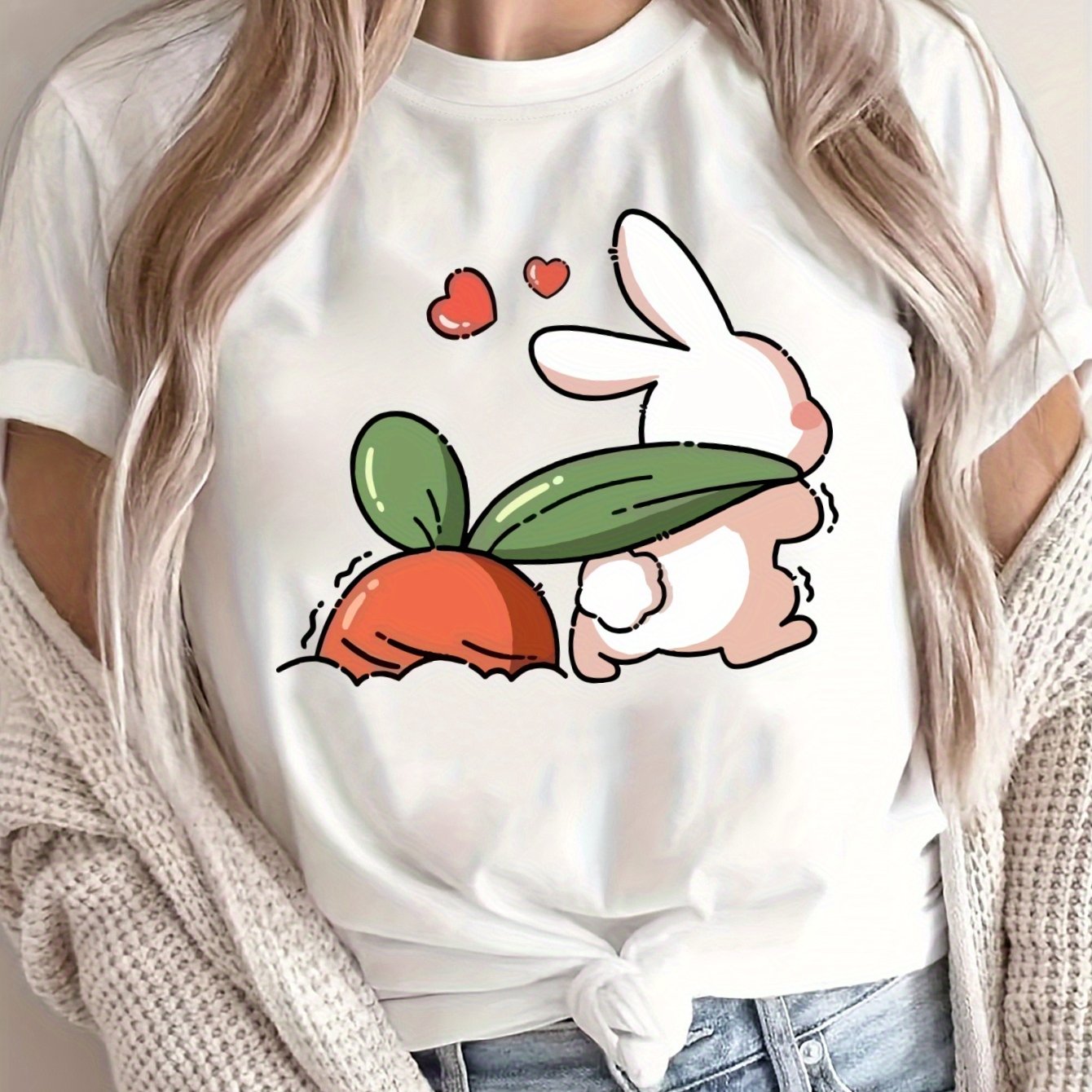 Women's Loose Large Size T-Shirt, Breathable Cotton, Short Sleeve, Casual Spring Summer