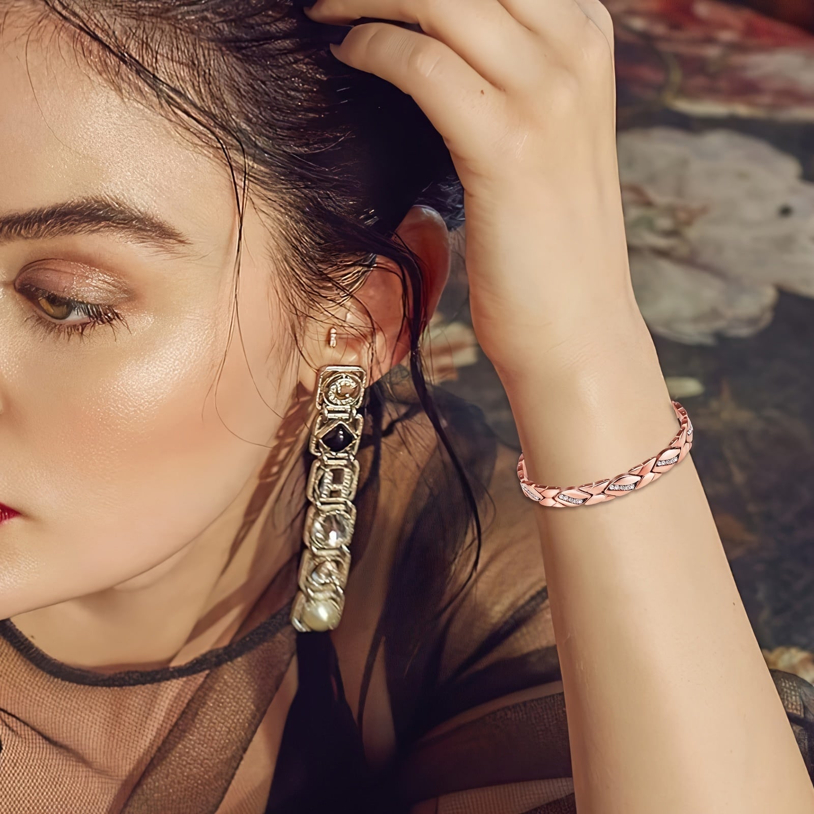 Women’s Copper Bracelets with Magnetic 3500 Gauss Magnets Crystal Jewelry Gift