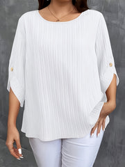 Plus o'lcham ayollar uchun ribbed crew neck T-shirt qisqa sleeve to'liq rang yengil