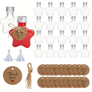 Set of 10/20/30 Star-Shaped Mini Wine Bottles with Funnels and Labels for Parties and Events