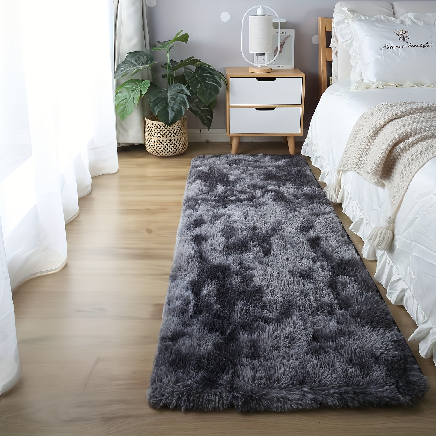 Soft Plush Drum Carpet Area Rug Non-Slip Washable Fabric Bedroom Living Room Dorm Decor