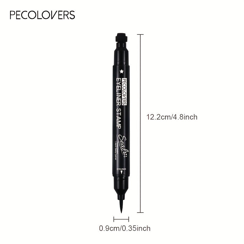 Women Liquid Eyeliner Pen Waterproof Double Head Moon Star Heart Flower Black Stamp