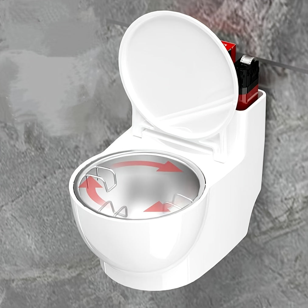 Toilet Shaped Ashtray with Lid Wall-Mountable Metal Plastic Cover for Home and Bedroom