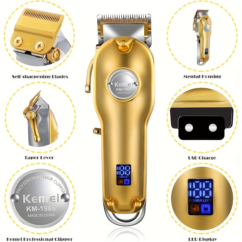 Cortapelos de metal 2500mAh Pantalla LCD Carga rápida USB-C Hoja de acero al carbono Motor de 5W