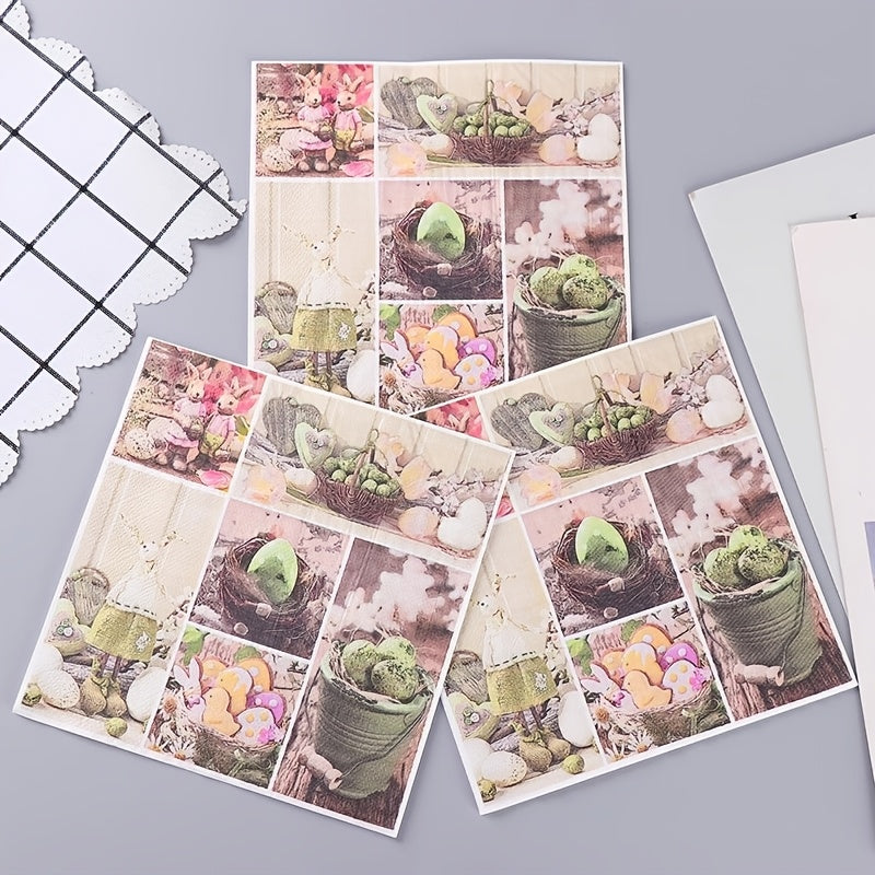 Set of 20 Easter Bunny Egg Disposable Napkins 2-Ply Paper Towels for Easter Table Decor