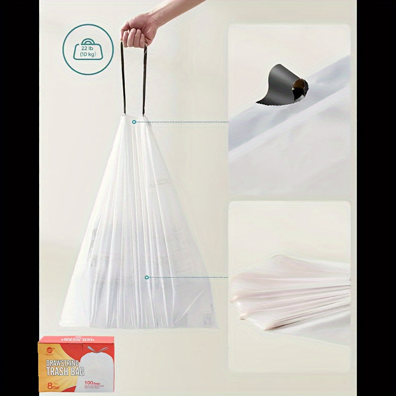 100 ta qo'shimcha qalin 8-gallon oshxona chiqindilar sumkasi - kuchli, oqmasdan ishlatiladigan chiqindi sumkalari uy va restoran uchun ideal