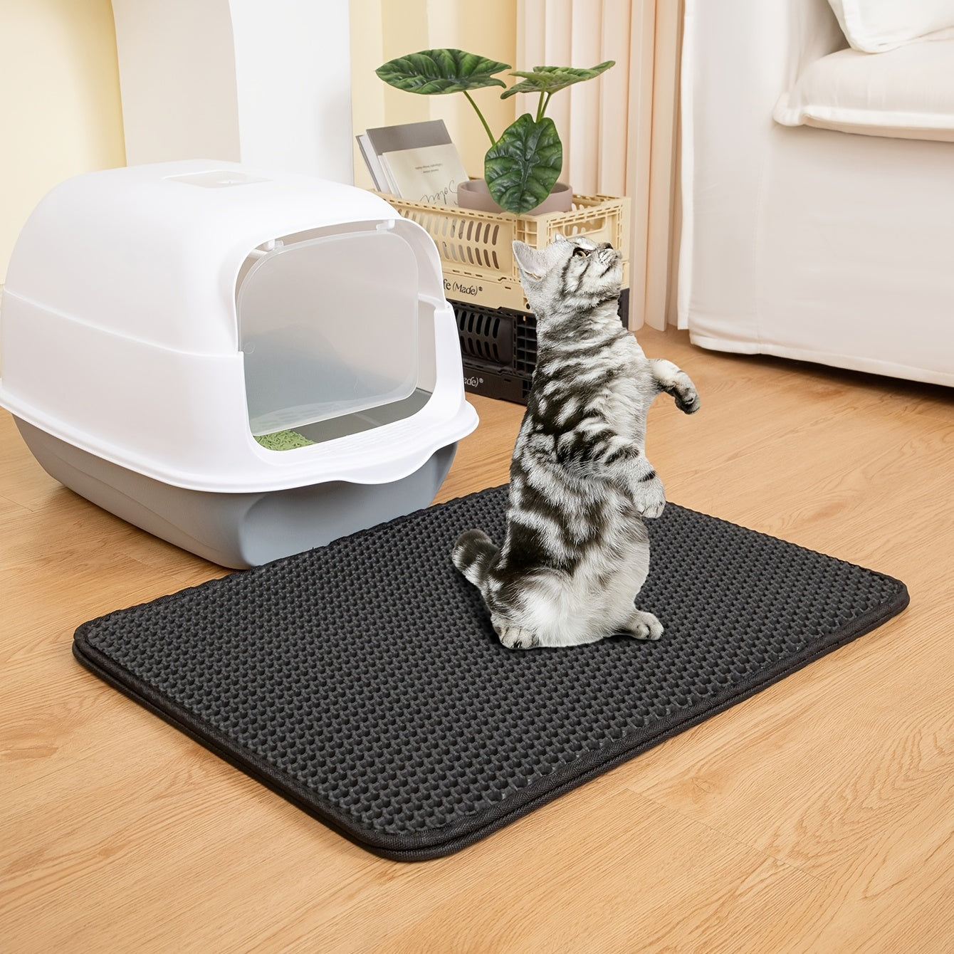 Double Layer Honeycomb Cat Litter Mat Waterproof Washable Reusable Indoor