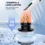 10 ta cho'tka bilan simsiz elektr spin scrubber, ikki tezlik, qayta zaryadlanadigan batareya, hammom plitkasi va avtomobil tozalash uchun