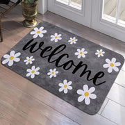 Daisy Pattern Welcome Mat Non-Slip Soft Rug for Bedroom Living Room 1cm Thick