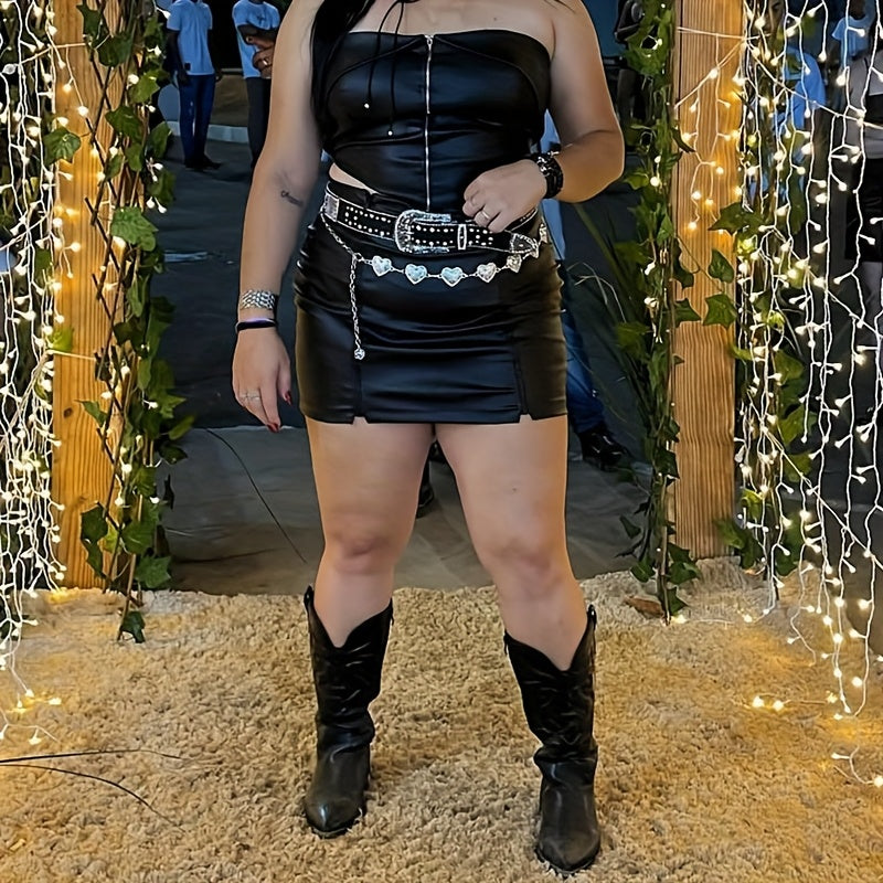 Women's Western Cowboy Boots Mid-Calf Embellished Black Synthetic Leather