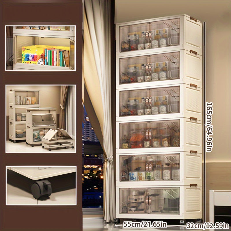 Cajas de almacenamiento de plástico impermeables con tapas y puertas, incluye estante para zapatos plegable