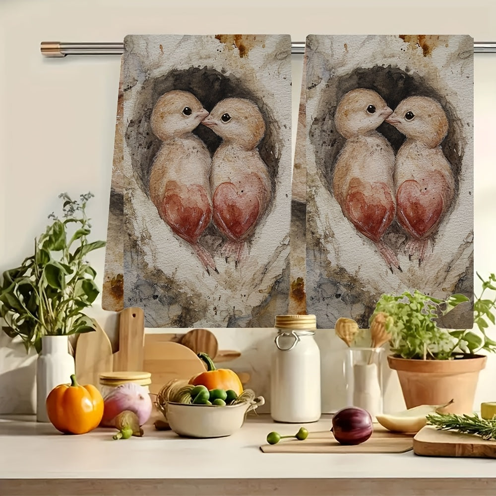 2 ta Valentin tuxumlari oshxona sochiqlari to'plami - Bayram bezaklari uchun ultra yumshoq va yuqori so'riladigan idish qo'l sochiqlari, mashinada yuvish mumkin - 16x24 dyuym