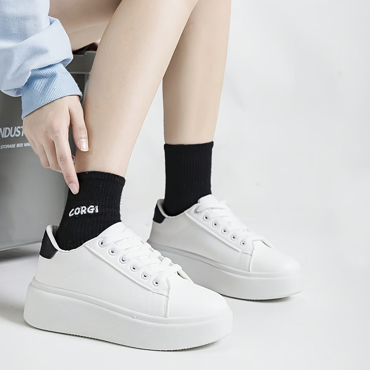 Women's Black White High-Top Sneakers Casual Breathable All-Season Shoes