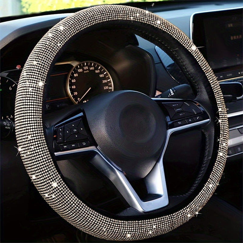 Bling Car Steering Wheel Cover Stretch Spandex Ko'pchilik transport vositalariga mos keladi, ichki halqa yo'q
