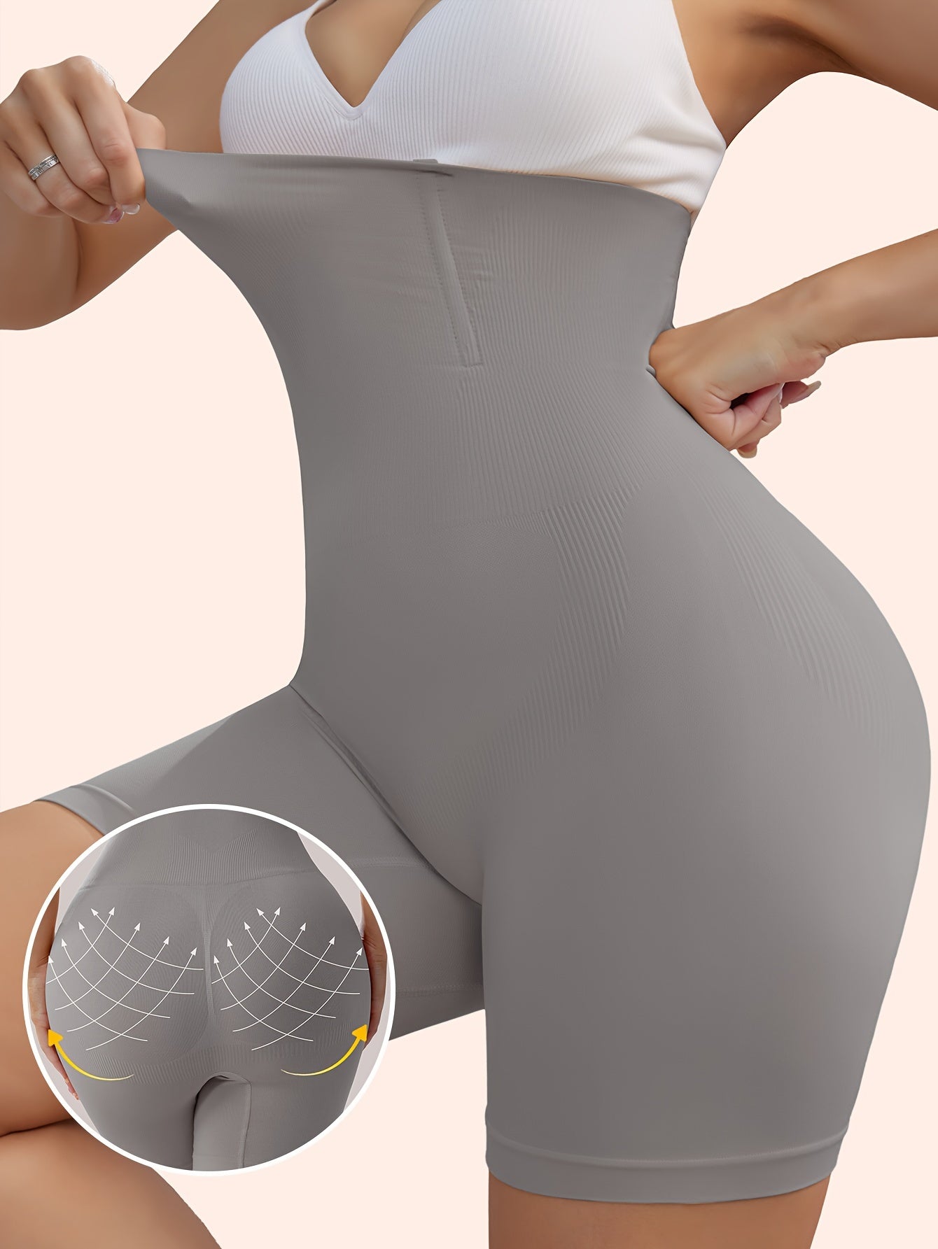 Women's High-Waist Shapewear Shorts Tummy Control Butt Lift Breathable Nylon Elastane