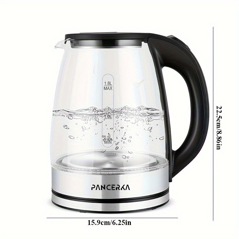 Electric Kettle 1.8L Borosilicate Glass 1500W for Coffee and Tea