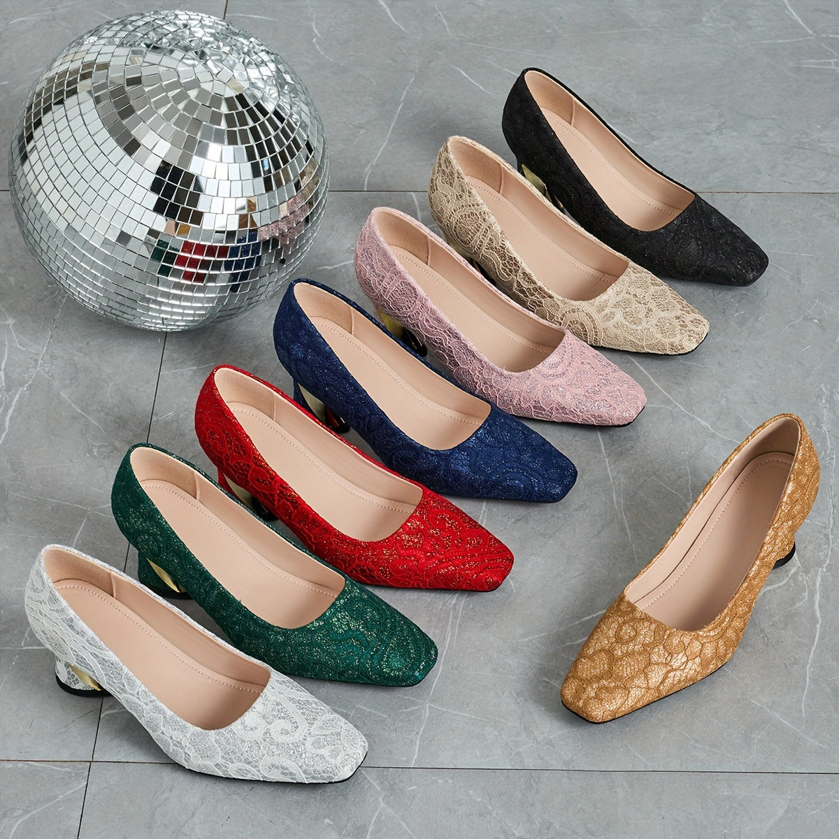 Ladies' Fashionable Mule High Heels, Comfortable Bright Thick Heels