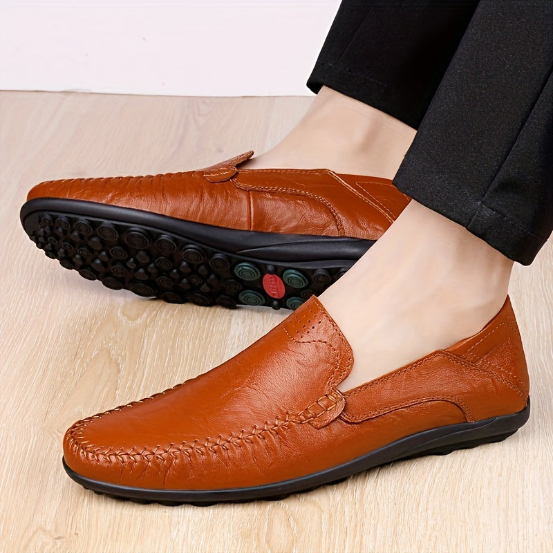 Men's Leather Loafer Shoes Casual Slip-On Round Toe for Spring Summer Fall Winter