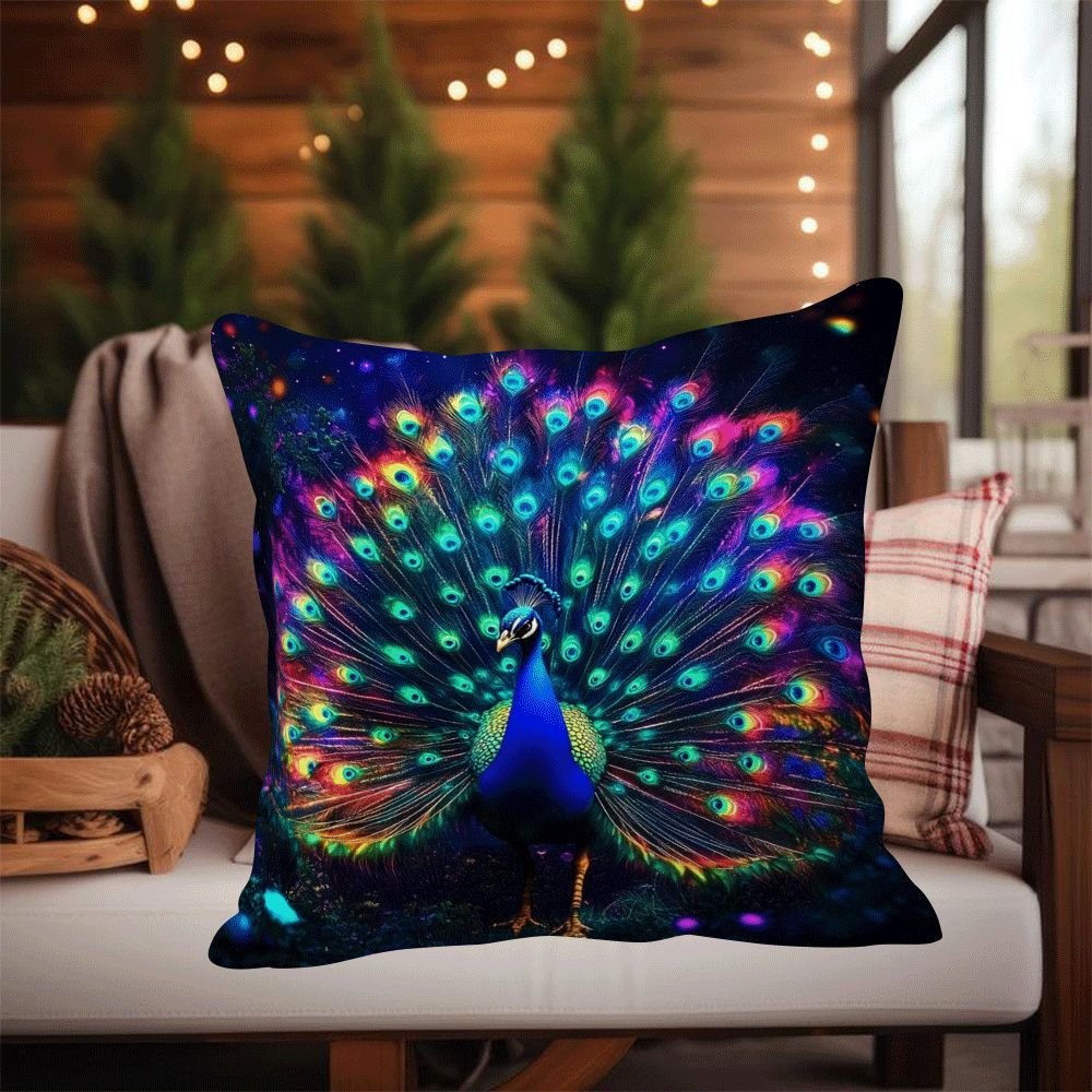 Peacock Pillow Cover 45.72x45.72 cm Polyester Zipper Decorative Throw Pillowcase
