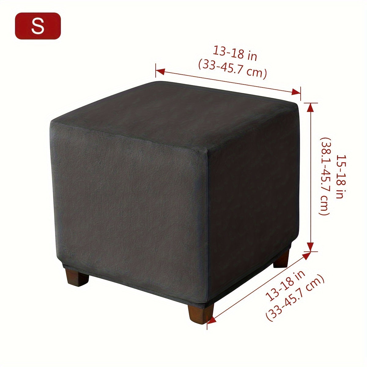 Funda de terciopelo plateada para reposapiés para taburete pequeño cuadrado