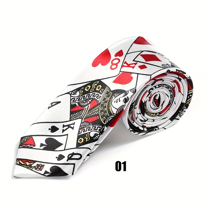 Мужской полосатый галстук с дизайном игральных карт для свадебных друзей и студентов