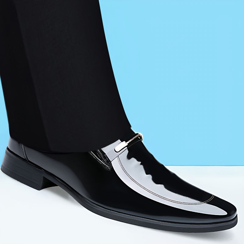 Men's Plus Size Pointed Toe Dress Shoes Rubber Sole Slip-On Business Office Wear