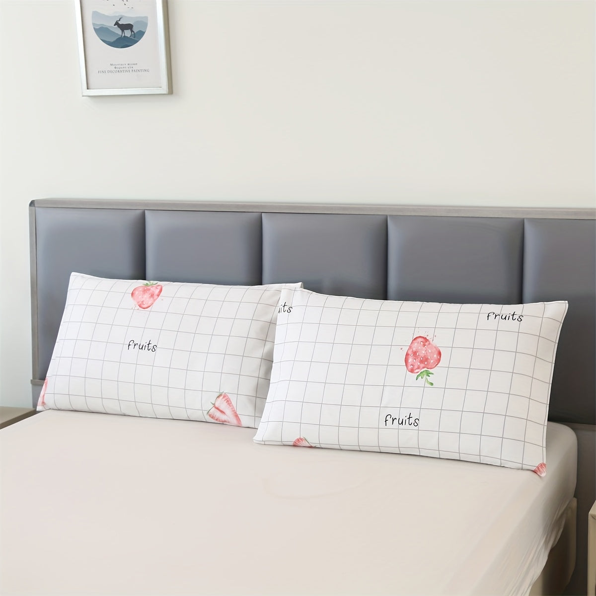 Комплект из 2 наволочек с леопардовым принтом из полиэстера, мягкая шлифованная ткань, легко стирается в машине, с плоским сетчатым принтом для декора спальни, изготовлено из 100% полиэстера, легкий дизайн менее 70 г - [Brand Name] в комплекте