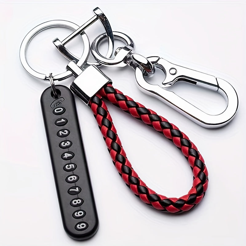 Alloy Keychain with Phone Number Tag Durable Non-Braided Universal Use