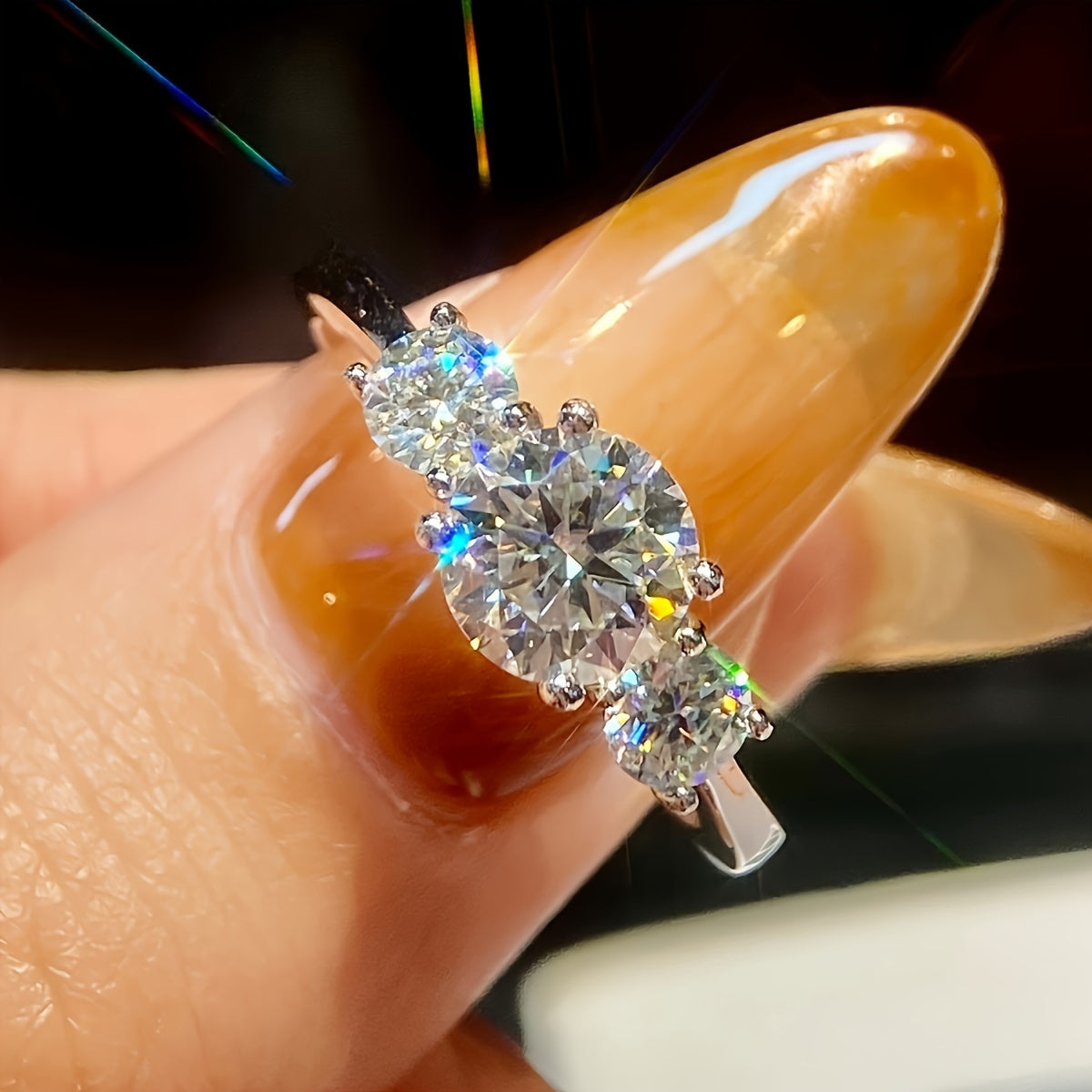 Sterling Silver Moissanite Engagement Ring for Women Wedding Promise Jewelry