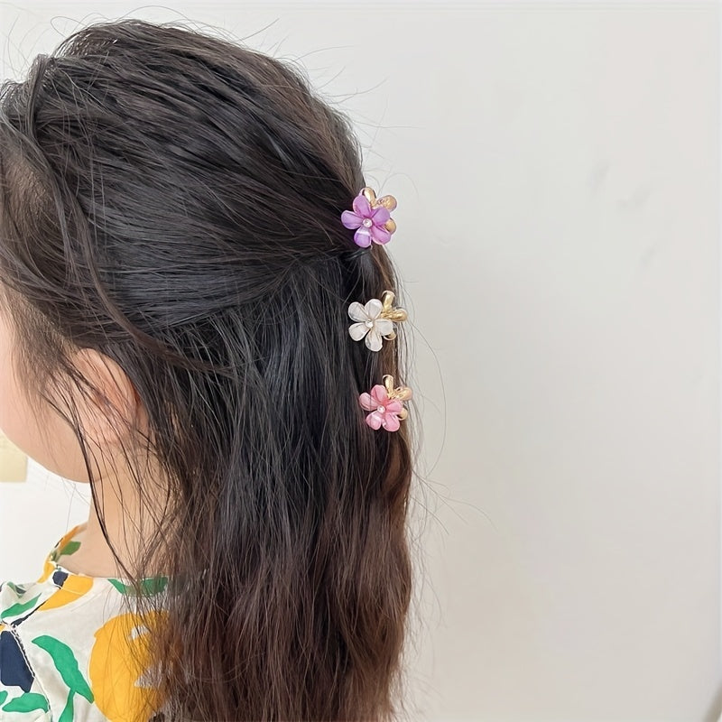 Set of 25 Sparkling Princess Hair Clips with Faux Pearls and Crystals for Flower Crowns and Bangs