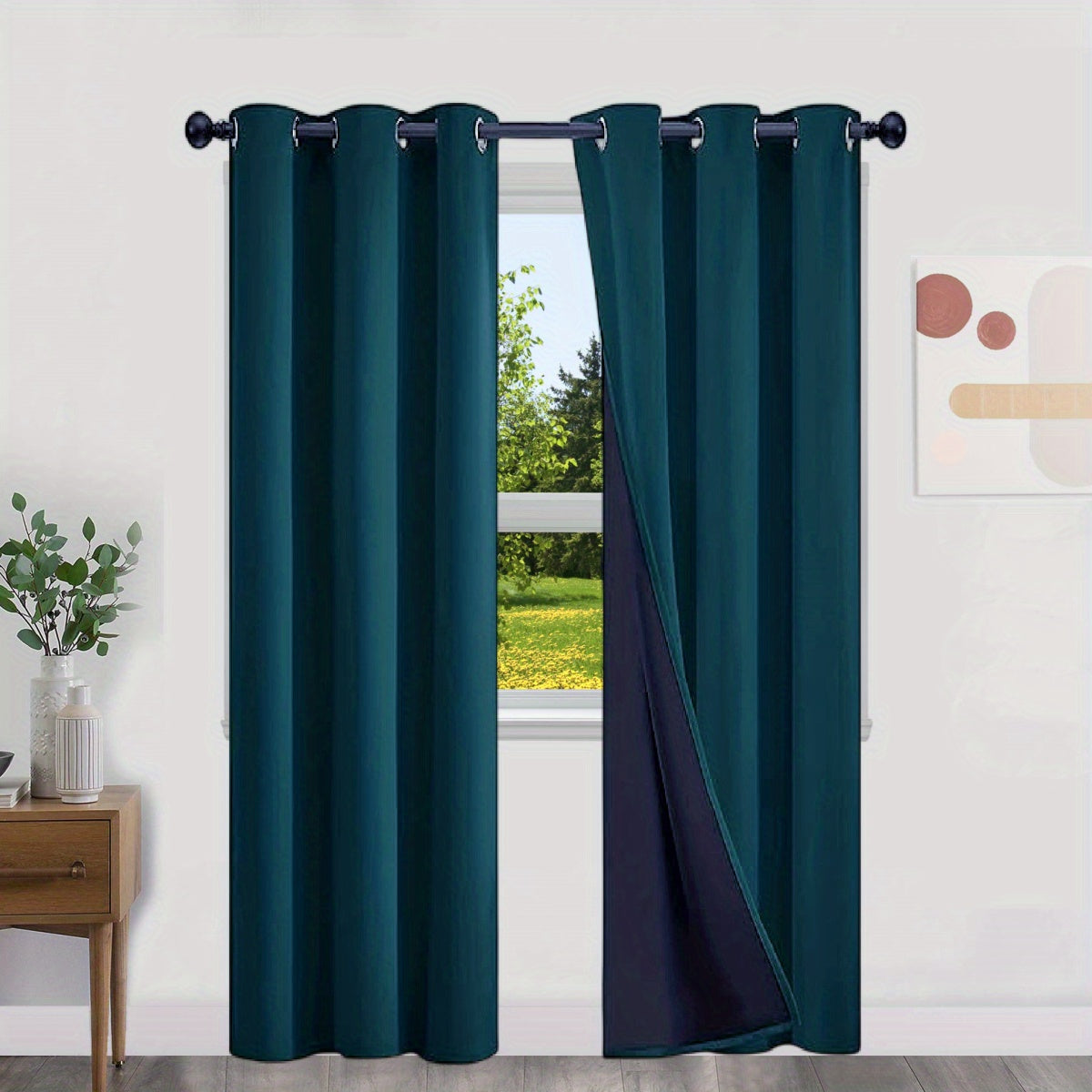 Blackout Curtains 100% Opaque with Lining 2 Pieces for Bedroom Living Room