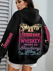 Plus Size Women's Oversized Hoodie with Graphic Text, Pockets, Drawstring