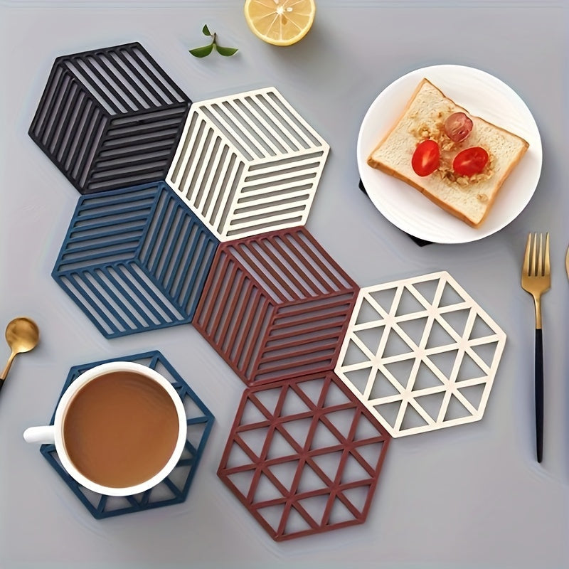 Set of Plastic Cubby Shelf Coasters with Geometric Pattern, Heat-Resistant, Non-Slip