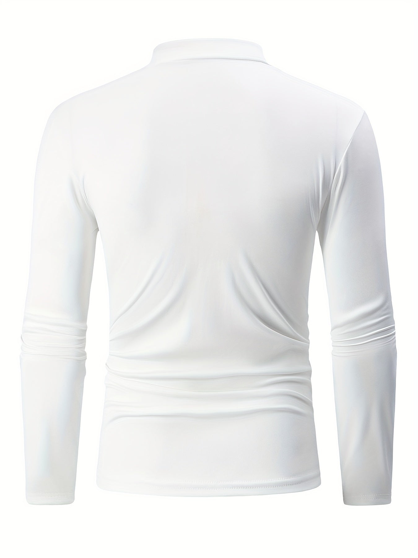 Camisetas térmicas de cuello alto para hombre, mezcla de poliéster, color sólido, otoño e invierno, capa ajustada