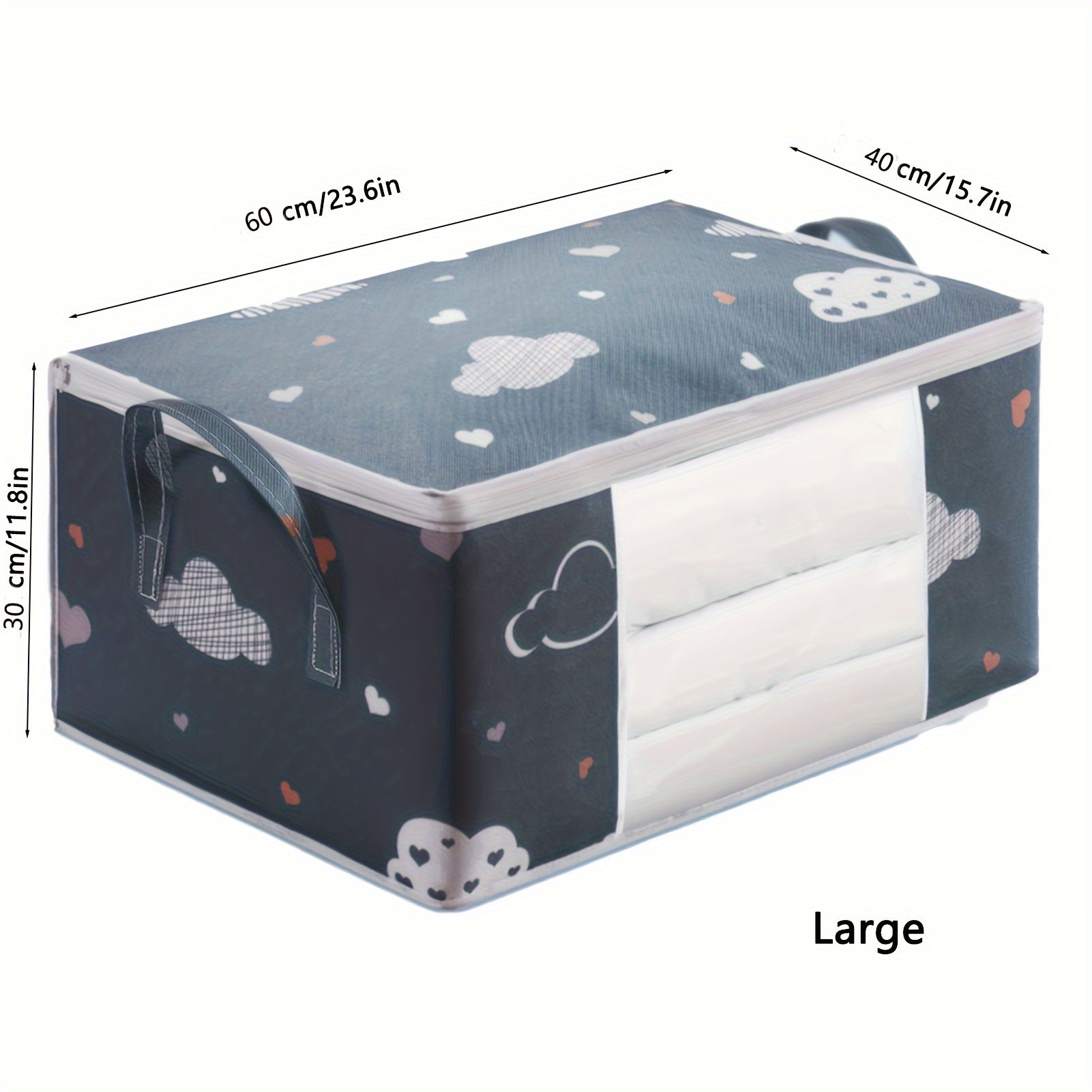Clothes Storage Bag with Handle Foldable Durable Zipper Transparent Window for Bedding