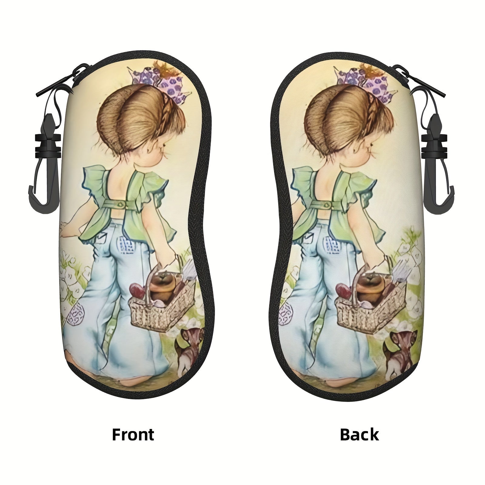 Erkaklar va ayollar uchun nozik illyustratsiya dizayni yengil ko'zoynak sumkasi - Sarah Kay portativ yumshoq ko'zoynak qutisi zıppıgı bilan