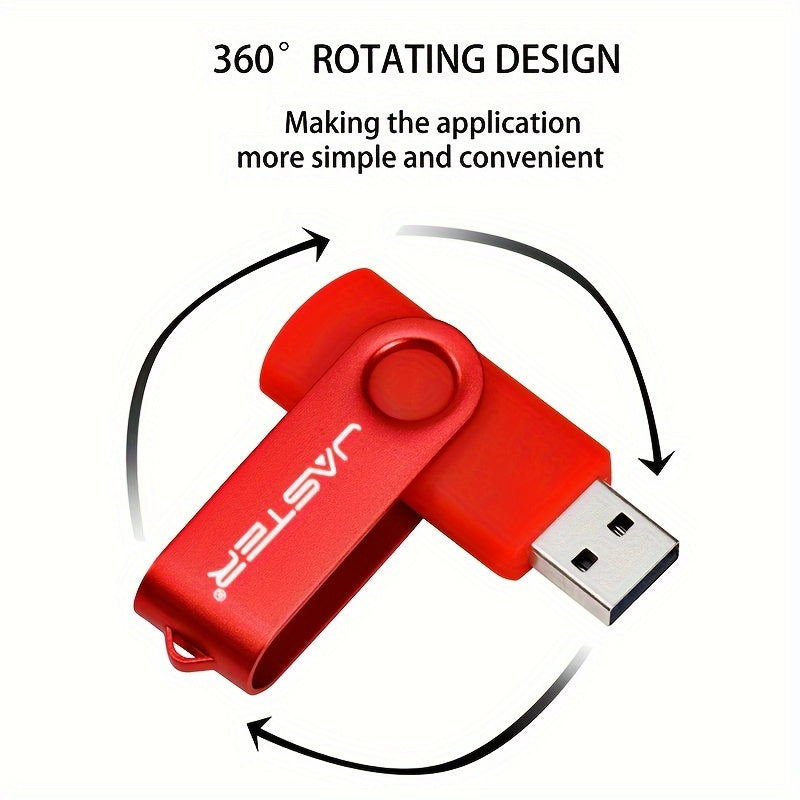 128GB High-Speed USB 2.0 Flash Drive with Rotatable Metal Keychain in Bright Colors