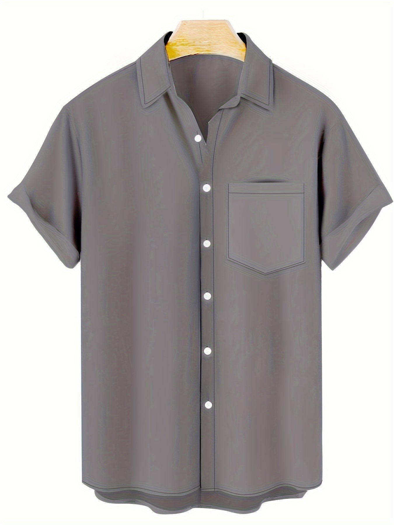 Men's Plus Size Navy Blue V-Neck Shirt Slim Fit Chest Pocket Button-Up Non-Stretch Fabric for Spring Fall