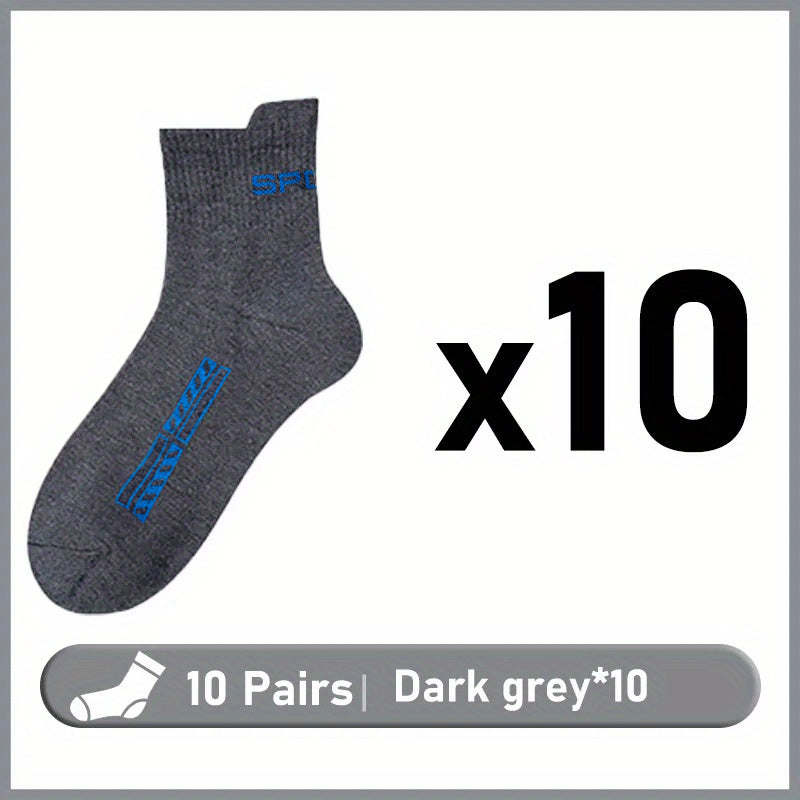 Men's Casual Socks Pack of 10 Pairs Size 38-45 Breathable Cushioned All Seasons