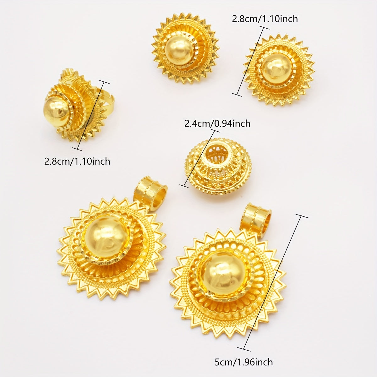 Hashamatli zargarlik to'plami to'rt qismdan iborat: bir marjon, bilaguzuk va bir uzuk, bir nechta ranglarda qoplangan. Kechki ziyofatlar va an'anaviy kelin aksessuarlarini bezatish uchun mukammal. Turli ranglardan tanlang.