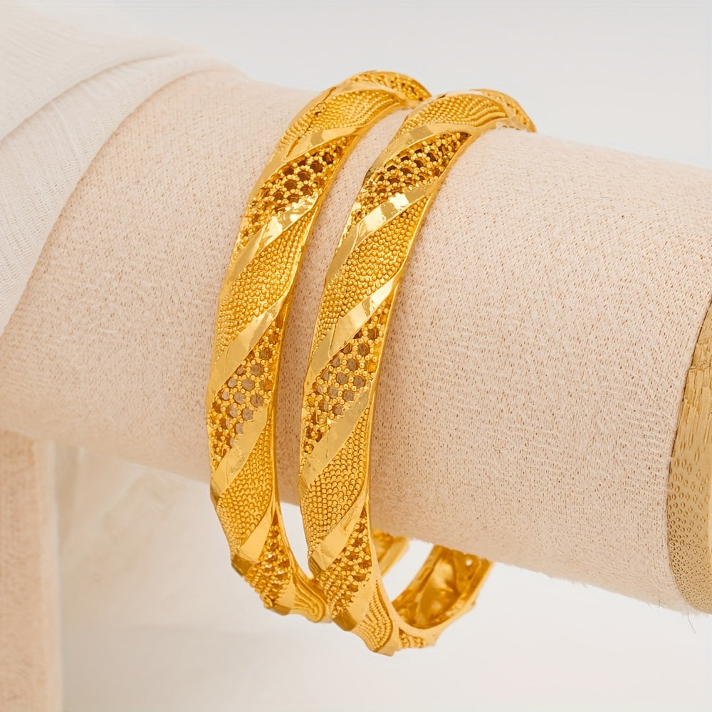 Set of 4 Gold-Tone Bangle Bracelets for Women Stylish Jewelry for Everyday and Special Occasions