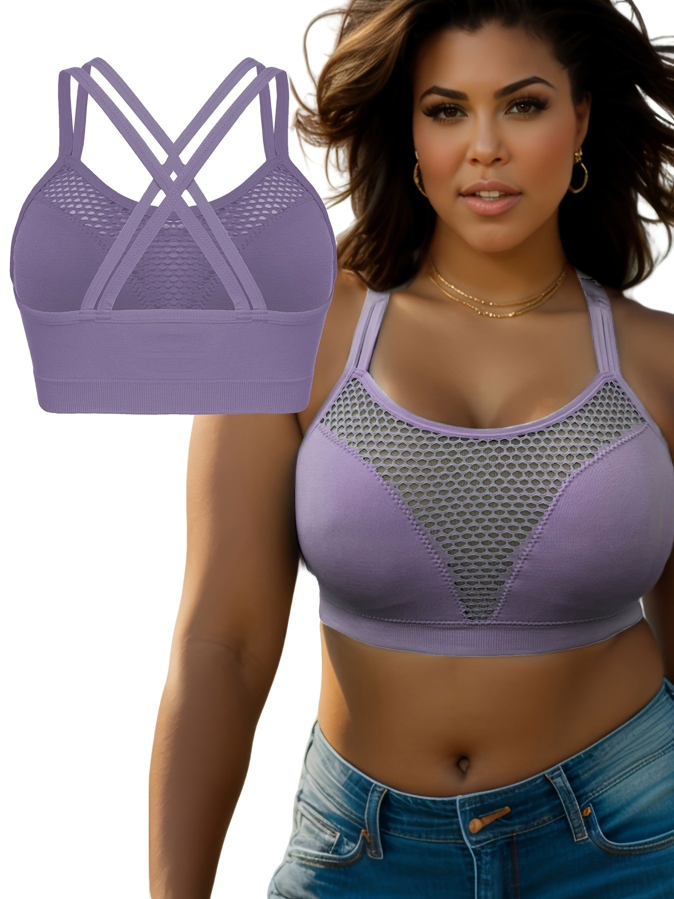 Women's Wireless Supportive Plus-Size Sports Bras Set of 4