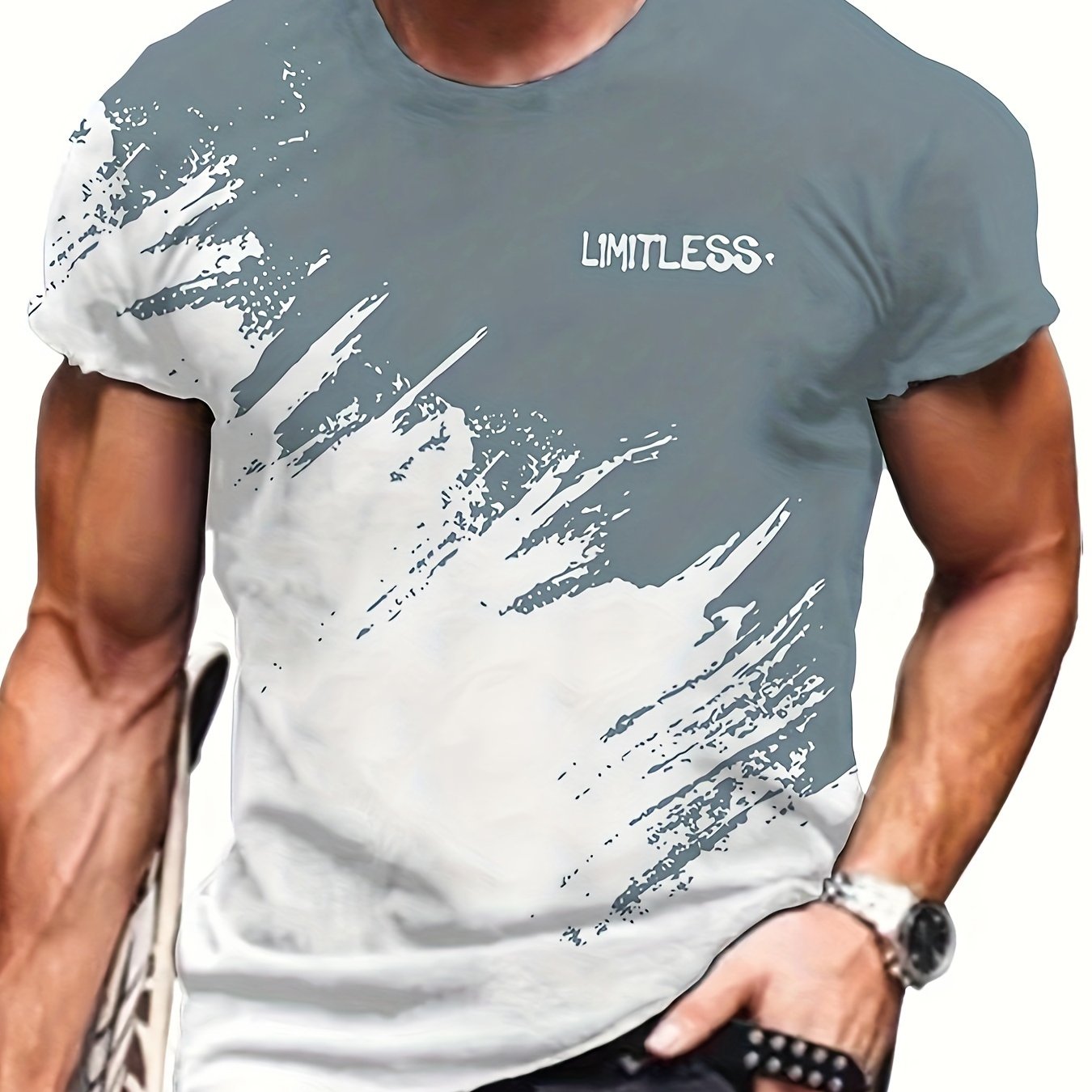 Camiseta de verano para hombre con impresión 3D, cuello redondo, ropa casual elástica