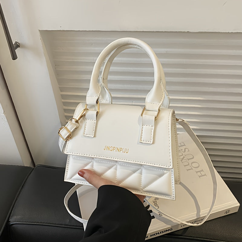 Women's Quilted Crossbody Bag with Adjustable Strap Magnetic Closure and Diamond Stitching