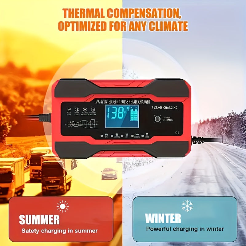 180W Car Battery Charger Intelligent Pulse Repair 12V 24V with Multi-Protection