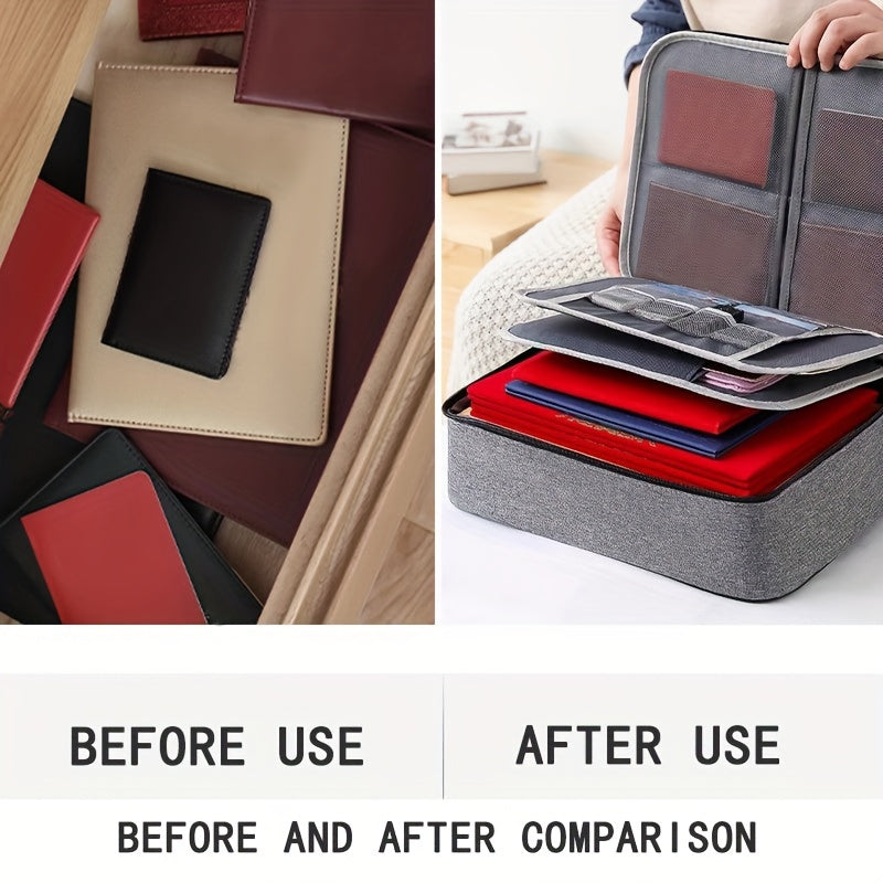 Gray Waterproof Fireproof Lockable File Organizer Bag for Laptops and Documents