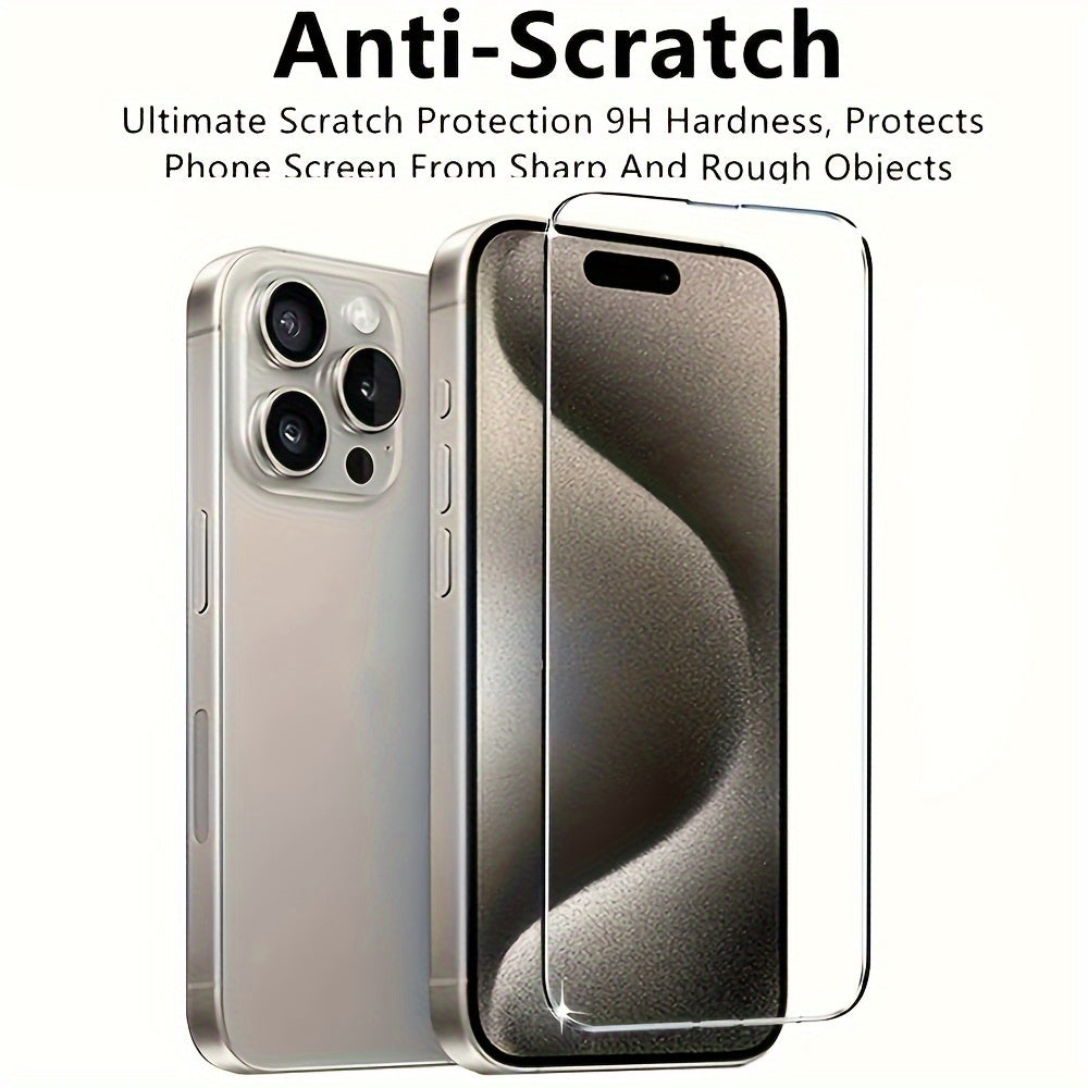 4 Pack Tempered Glass Screen Protectors for iPhone 11-15 Pro Max and Plus
