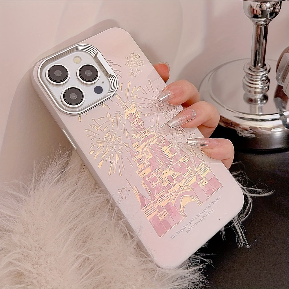 Electroplated Laser Dream Castle Fireworks Phone Case for iPhone 11-15 Models