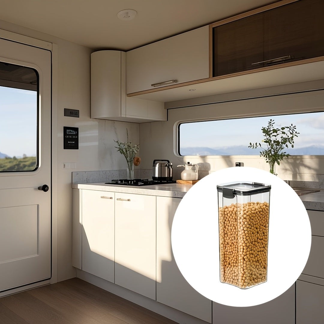 Durable Plastic Food Storage Container with Lid for Dry Goods and Outdoor Use